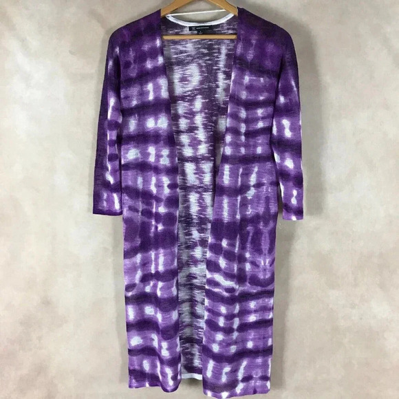 INC Purple Tie Dye Lightweight Duster Cardigan Size SMALL - Picture 4 of 11
